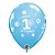 Balão de Festa Látex Liso Decorado - Happy 1st Birthday Azul Claro - 11" 27cm - 50 unidades - Qualatex Outlet - Rizzo - Imagem 1