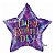 Balão de Festa Microfoil 36" 91cm - Estrela Holográfica Happy Birthday Roxo - 1 unidade - Qualatex Outlet - Rizzo - Imagem 1