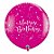 Balão de Festa Látex Liso Decorado - Happy Birthday Cereja - 3' 90cm - 2 unidades - Qualatex Outlet - Rizzo - Imagem 1