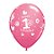 Balão de Festa Látex Liso Decorado - Happy 1st Birthday! Rosa - 11" 27cm - 6 unidades - Qualatex Outlet - Rizzo - Imagem 1