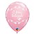 Balão de Festa Látex Liso Decorado - O Meu Batizado! Borboleta Rosa - 11" 27cm - 6 unidades - Qualatex Outlet - Rizzo - Imagem 1
