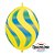 Balão de Festa Látex Liso Q-Link - Amarelo Listras Onduladas Azuis - 12" 30cm - 50 unidades - Qualatex Outlet - Rizzo - Imagem 1