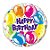 Balão de Festa Microfoil 9" 22cm - Redondo Happy Birthday! Balões Brilhantes - 1 unidade - Qualatex Outlet - Rizzo - Imagem 1