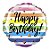 Balão de Festa Microfoil 4" 10cm - Redondo Happy Birthday! Listras Elegante - 1 unidade - Qualatex Outlet - Rizzo - Imagem 1