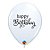 Balão de Festa Látex Liso Decorado - Happy Birthday! Branco - 11" 27cm - 50 unidades - Qualatex Outlet - Rizzo - Imagem 1