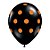 Balão de Festa Látex Liso Decorado - Pontos Polka Laranja/Preto - 11" 27cm - 50 unidades - Qualatex Outlet - Rizzo - Imagem 1
