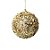 Bola de Natal Decorada em Dourado - 8cm - 3 unidades - Rizzo - Imagem 1
