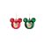 Bola de Natal Mickey - Verde e Vermelho Gllitter - 6 cm - 6 unidades - Cromus  - Rizzo - Imagem 1
