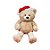 Urso de pelucia com gorro de Natal - Bege, Vermelho, Branco - 60cm  - 1 unidade - Cromus  - Rizzo - Imagem 1