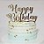 Topo de Bolo Happy Birthday Espelhado Dourado Sonho Fino Rizzo Confeitaria - Imagem 1