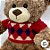 Urso de Pelúcia com Sueter de Lã - Vermelho - 37cm  - 1 unidade - Rizzo - Imagem 3