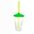 Copo de Acrílico Durável com Tampa e Canudo 300ml - Verde Neon - 1 unidade - Rizzo - Imagem 1