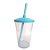 Copo de Acrílico Durável com Tampa e Canudo 300ml - Azul Claro - 1 unidade - Rizzo - Imagem 1