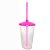 Copo de Acrílico Durável com Tampa e Canudo 300ml - Pink - 1 unidade - Rizzo - Imagem 1