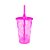 Copo de Plástico com Tampa e Canudo 400ml - Pink - 1 unidade - Rizzo - Imagem 1