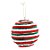 Bola de Natal - Chenile Listrada Verde, Branca e Vermelha - 8cm - 6 unidades - Cromus - Rizzo - Imagem 1
