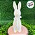 Enfeite Decorativo de Páscoa - Coelho Creme Flocado com Laço Branco - 40cm - 1 unidade - Cromus - Rizzo - Imagem 1