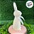 Enfeite Decorativo de Páscoa - Coelho Creme Flocado com Laço Branco - 40cm - 1 unidade - Cromus - Rizzo - Imagem 2