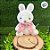 Coelho de Pelúcia Branco com Laço Rosa - 24cm - 1 unidade - Rizzo - Imagem 1