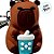 Chaveiro Good Luck Capivara Tomando milkshake Azul - 4cm - 1 unidade - Rizzo - Imagem 2