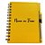 Bloco para Anotação Personalizado Escrita Preta De Couro com Caneta - Amarelo - 70 Folhas - 14,5x18cm - 1 unidade - Rizz - Imagem 1