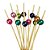 Palito em Bambu p/ petiscos com Bolinhas coloridas - 20 un - 12 cm - Silver Festas - Imagem 1