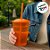 Copo Com Tampa e Canudo - Laranja - 400ml - 1 unidade - Rizzo - Imagem 3