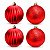 Bola de Natal - Vermelha - Gomo e Glitter - 8cm - 4 unidades - Cromus - Rizzo - Imagem 3