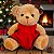 Ursa de Pelúcia - Roupa Vermelha e Laço - 25cm - 1 unidade - Cromus - Rizzo - Imagem 1
