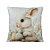 Capa para Almofada de Páscoa Premium - Coelhinho com Flores nas Orelhas e Cesta de Ovos - Tons Pastéis - 43x43cm - 1 uni - Imagem 2