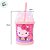 Caneca com Canudo e Tampa - Hello Kitty - Rosa - 360ml - 1 unidade - Plasútil - Rizzo - Imagem 3