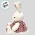 Coelho de Pelúcia Branco - Vestido Xadrez Vermelho - 12x39x11cm - 1 unidade - Rizzo - Rizzo - Imagem 4