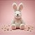 Enfeite Para Pendurar de Páscoa - Coelho com Lenço - Rosa - 15x7cm - 1 unidade - Rizzo - Imagem 1