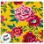 Toalha de Mesa Chita Amarelo com Flores Vermelhas - 70x70cm - 1 unidade - Rizzo - Imagem 3
