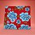 Guardanapo Chita Vermelho com Flores Azuis - 40x40cm - 4 unidades - Rizzo - Imagem 1