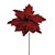 Flor Cabo Longo Poinsettia Vermelho Escuro com Borda Glitter 55cm - 01 unidade - Cromus Natal - Rizzo Embalagens - Imagem 1