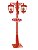 Poste Duplo Vermelho Noel e Pinheiro 180cm 127V - 01 unidade - Cromus Natal - Rizzo Embalagens - Imagem 1