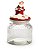 Pote de Vidro Canelado Tampa Noel Cerâmica 20cm - 04 unidades - Cromus Natal - Rizzo Embalagens - Imagem 1