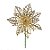 Flor Cabo Curto Vazada Dourado com Glitter 20cm - 01 unidade - Cromus Natal - Rizzo Embalagens - Imagem 1