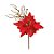 Flor Cabo Curto Poinsettia Vermelho e Glitter Ouro 20cm - 01 unidade - Cromus Natal - Rizzo Embalagens - Imagem 1