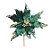 Flor Cabo Curto Poinsettia Azul com Glitter Ouro 20cm - 01 unidade - Cromus Natal - Rizzo Embalagens - Imagem 1