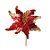 Flor Cabo Curto Poinsettia Vermelho Brilhante com Glitter Ouro 30cm - 01 unidade - Cromus Natal - Rizzo Embalagens - Imagem 1