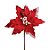 Flor Cabo Médio Poinsettia Vermelho com Branco 35cm - 01 unidade - Cromus Natal - Rizzo Embalagens - Imagem 1