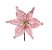 Flor Cabo Curto Rosa com Glitter Ouro 20cm - 01 unidade - Cromus Natal - Rizzo Embalagens - Imagem 1