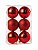Bola Listras Brilhante e Glitter Vermelho 8cm - 06 unidades - Cromus Natal - Rizzo Embalagens - Imagem 1