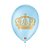 Balão de Festa Decorado Coroa - Azul Baby e Dourado 9" 23cm - 25 Unidades - São Roque - Rizzo Balões - Imagem 1