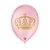 Balão de Festa Decorado Coroa - Rosa Baby e Dourado 9" 23cm - 25 Unidades - São Roque - Rizzo Balões - Imagem 1
