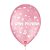 Balão de Festa Decorado É uma Menina - Rosa Tutti Frutti e Branco 9" 23cm - 25 Unidades - São Roque - Rizzo Balões - Imagem 1