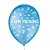 Balão de Festa Decorado É um Menino - Azul Turquesa e Branco 9" 23cm - 25 Unidades - São Roque - Rizzo Balões - Imagem 1
