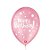 Balão de Festa Decorado Happy Birthday - Rosa Tutti Frutti9" 23cm - 25 Unidades - São Roque - Rizzo Balões - Imagem 1
